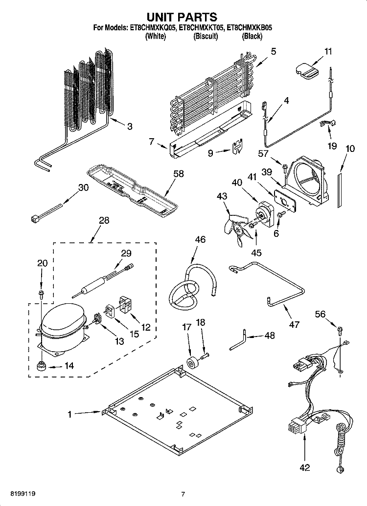 UNIT PARTS Diagram and Parts List for ET8CHMXKT05  Whirlpool Refrigerator