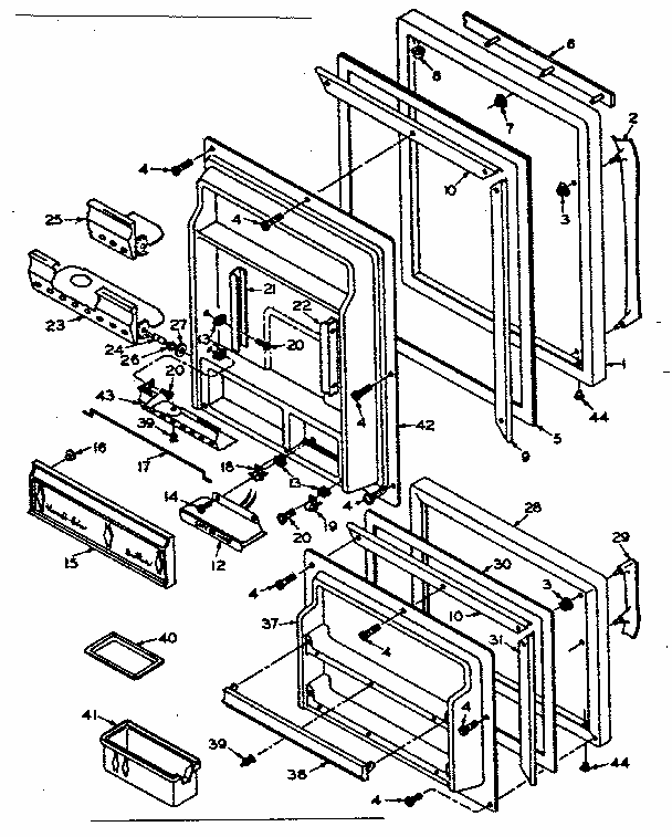 Door Parts Diagram and Parts List for 106T16G1  Kenmore Refrigerator