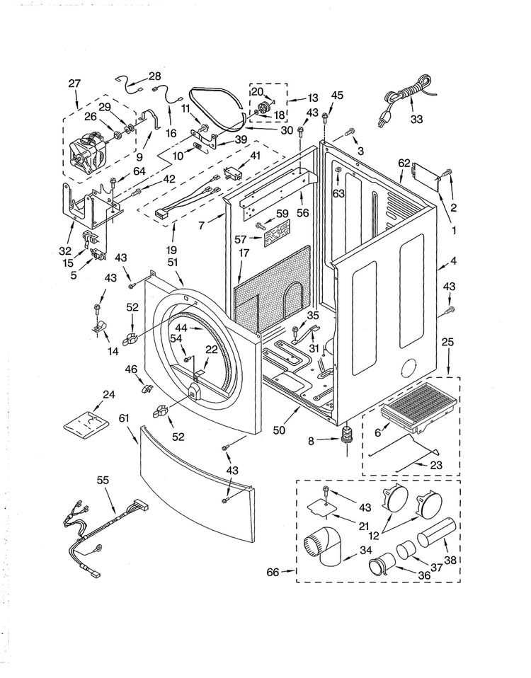 Cabinet Diagram and Parts List for 11094836202  Kenmore Dryer