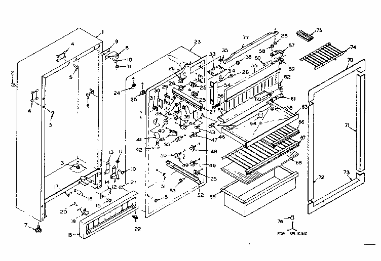 Refrigerator Cabinet Parts Diagram and Parts List for 106N10A  Kenmore Refrigerator