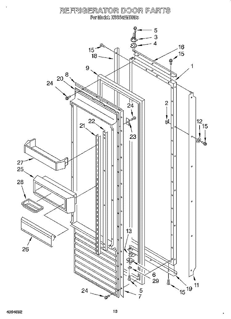 REFRIGERATOR DOOR Diagram and Parts List for  KitchenAid Refrigerator