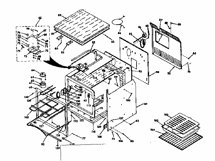 Body Section Diagram and Parts List for 8504247311  Kenmore Range