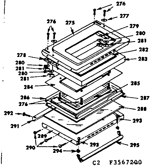 Oven Door Parts Diagram and Parts List for 1553567290  Kenmore Range