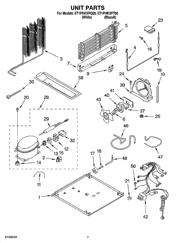 UNIT PARTS Diagram and Parts List for ET1PHKXPT00  Whirlpool Refrigerator