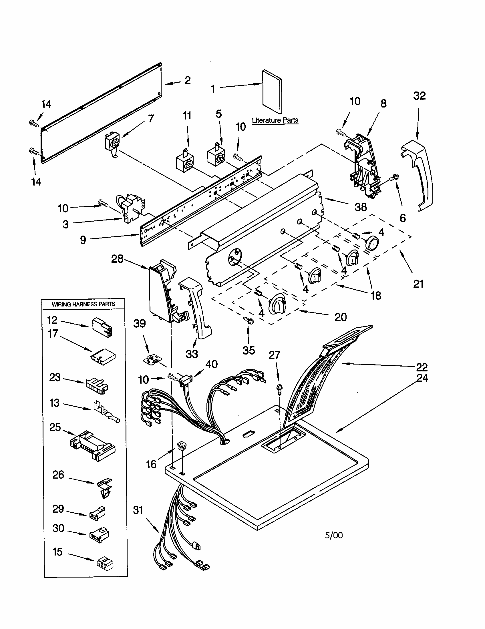 Top And Console Diagram and Parts List for 110C70834990  Kenmore Dryer