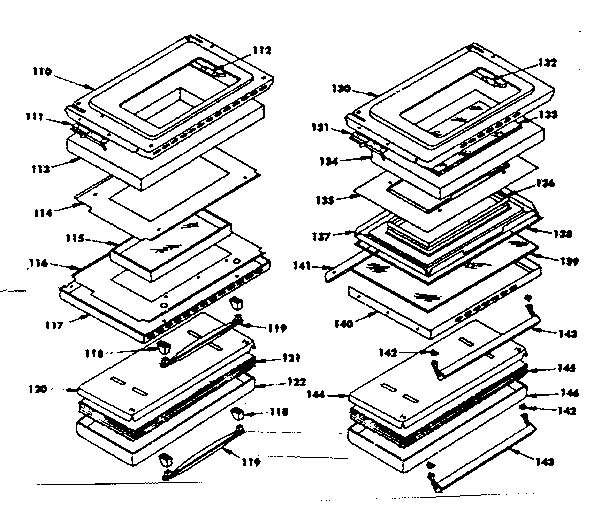Oven And Broiler Door Parts Diagram and Parts List for 1553547060  Kenmore Range