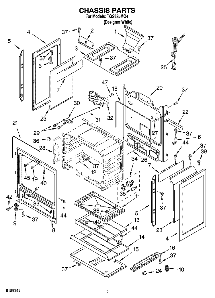 CHASSIS PARTS Diagram and Parts List for TGS325MQ4  Estate Range