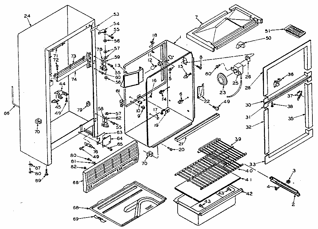 Cabinet Parts Diagram and Parts List for 106W12B  Kenmore Refrigerator