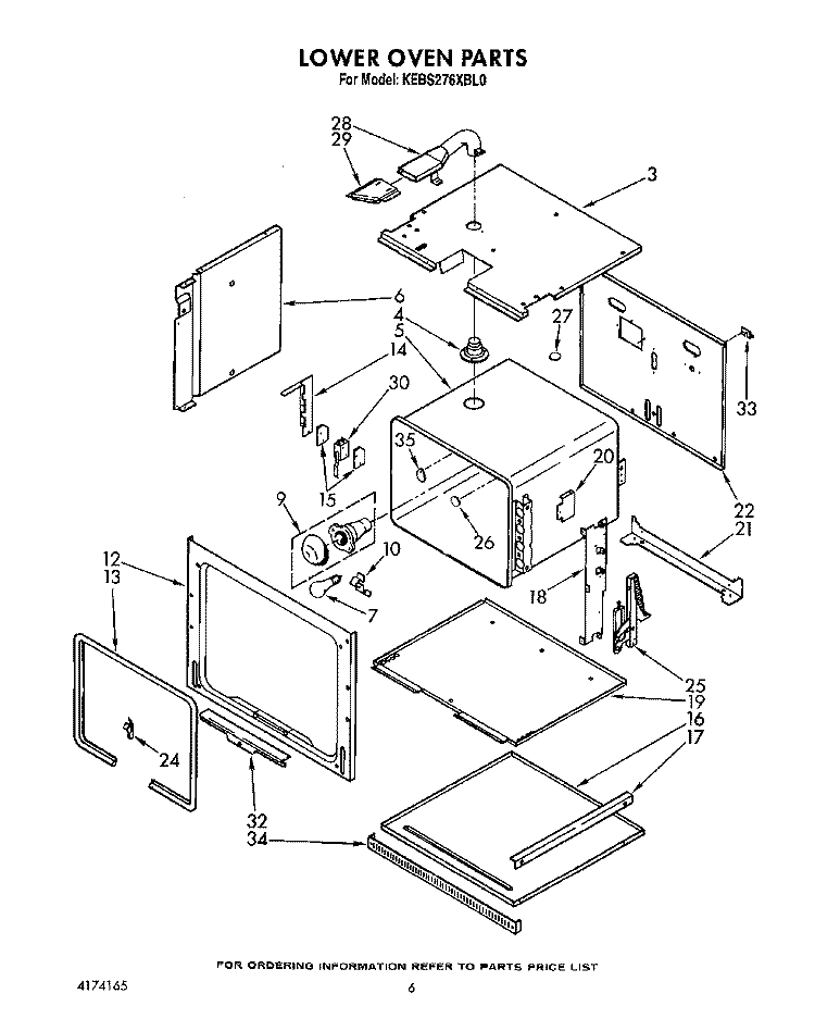 LOWER OVEN Diagram and Parts List for KEBS276XBL0  KitchenAid Wall Oven