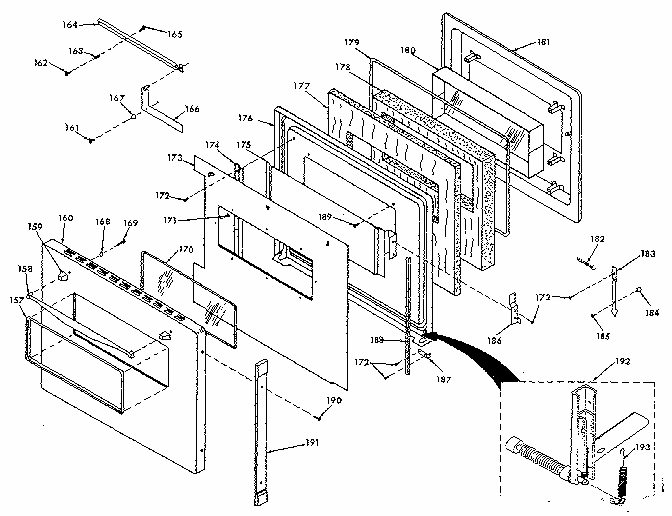 Upper Oven Door Diagram and Parts List for 8504277310  Kenmore Range