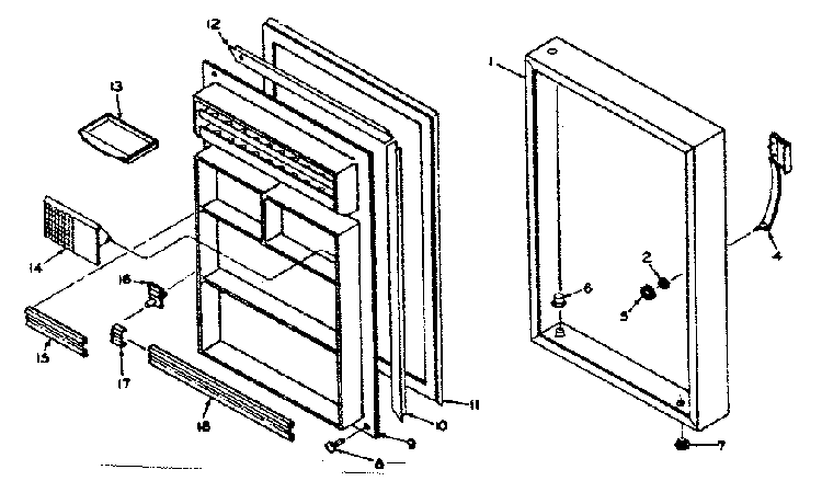Door Parts Diagram and Parts List for 106W11AL1  Kenmore Refrigerator