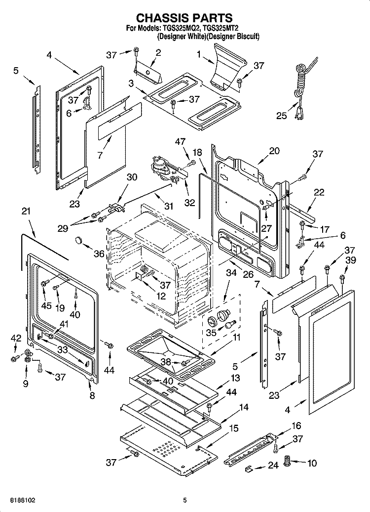 CHASSIS PARTS Diagram and Parts List for TGS325MQ2  Estate Range