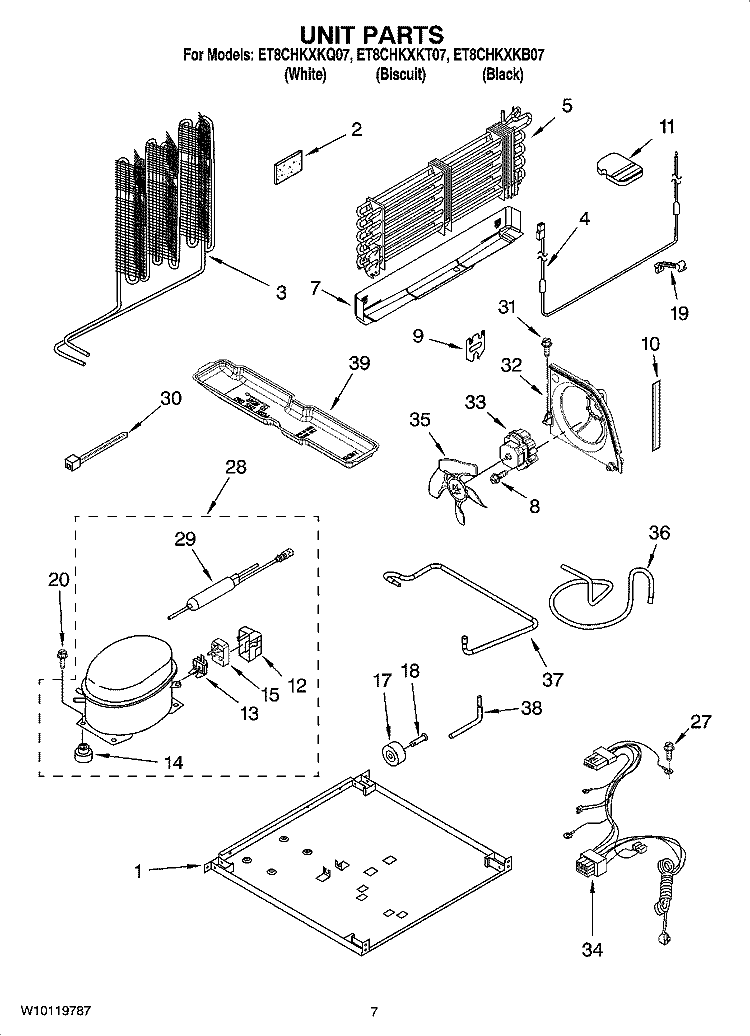 UNIT PARTS Diagram and Parts List for ET8CHKXKB07  Whirlpool Refrigerator