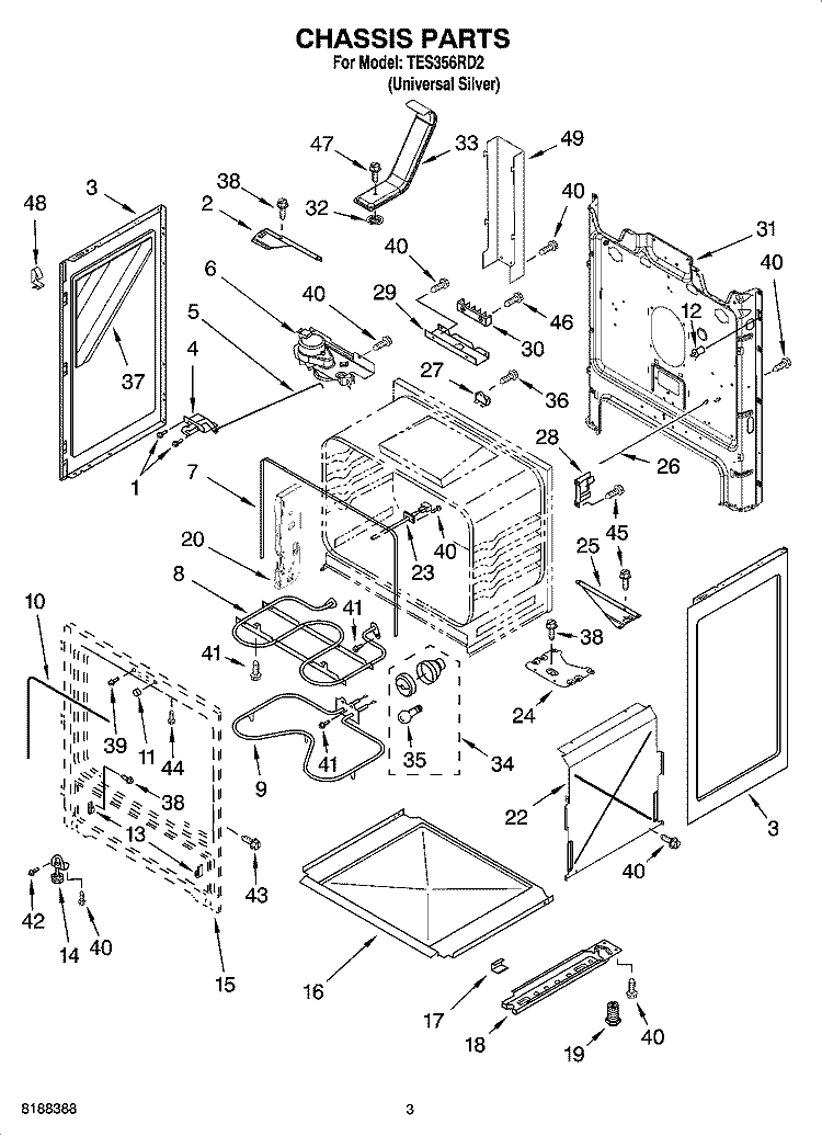 CHASSIS PARTS Diagram and Parts List for TES356RD2  Estate Range