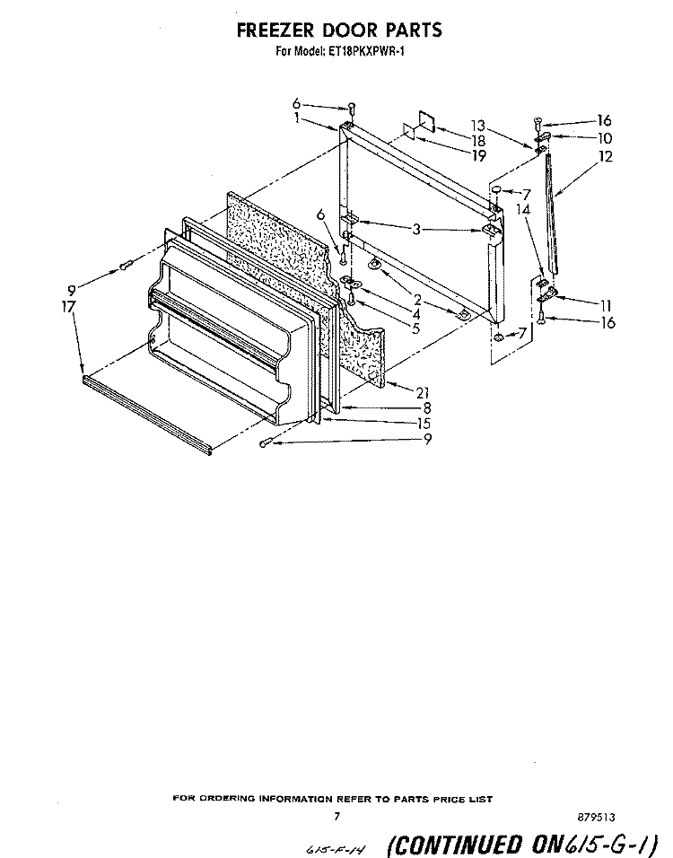 FREEZER DOOR Diagram and Parts List for ET18PKXPWR1  Whirlpool Refrigerator
