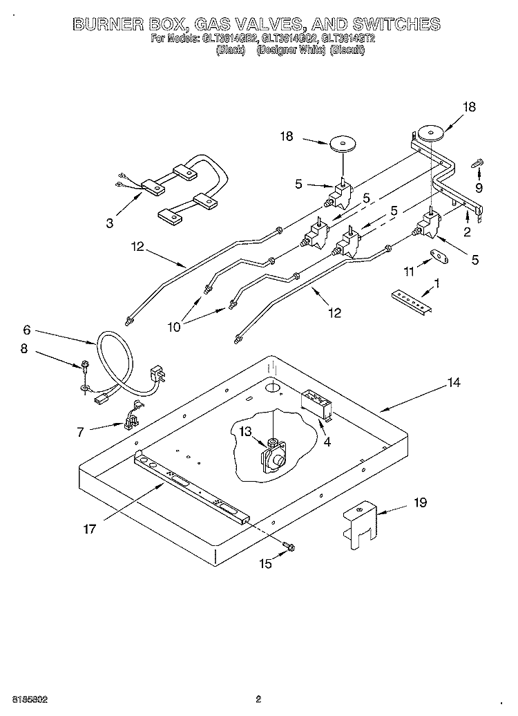 SECTION Diagram and Parts List for  Whirlpool Cooktop