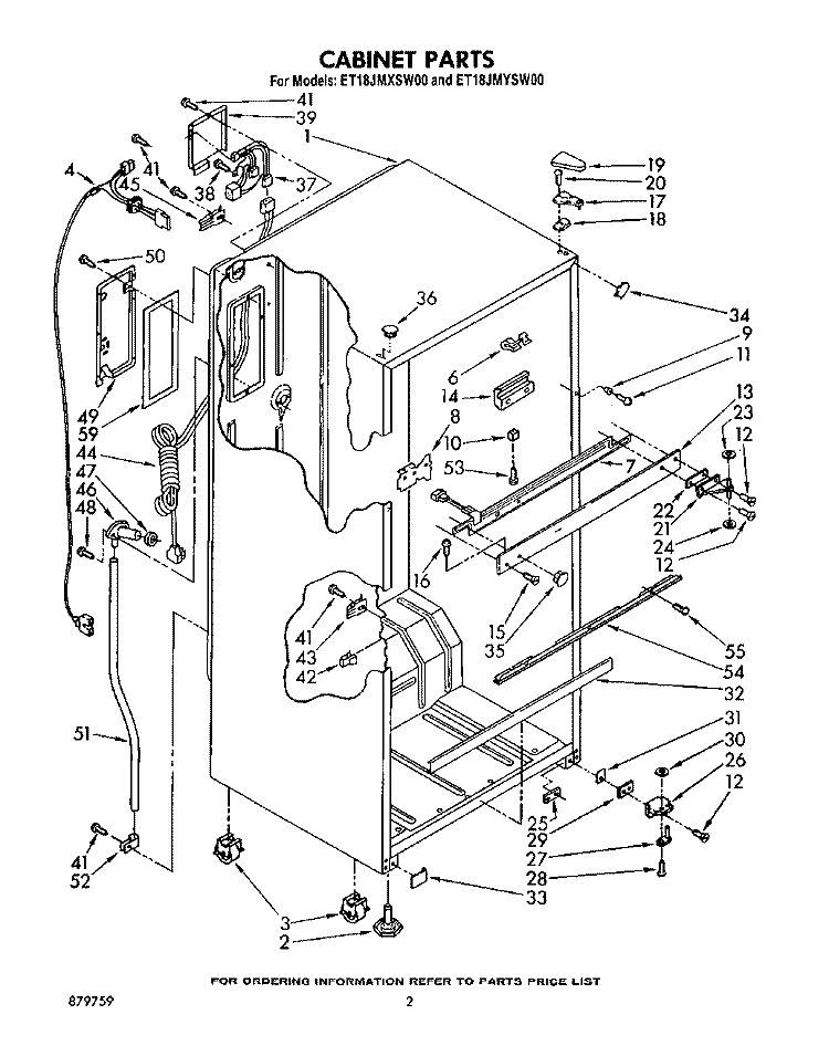 CABINET Diagram and Parts List for ET18JMYSN00  Whirlpool Refrigerator