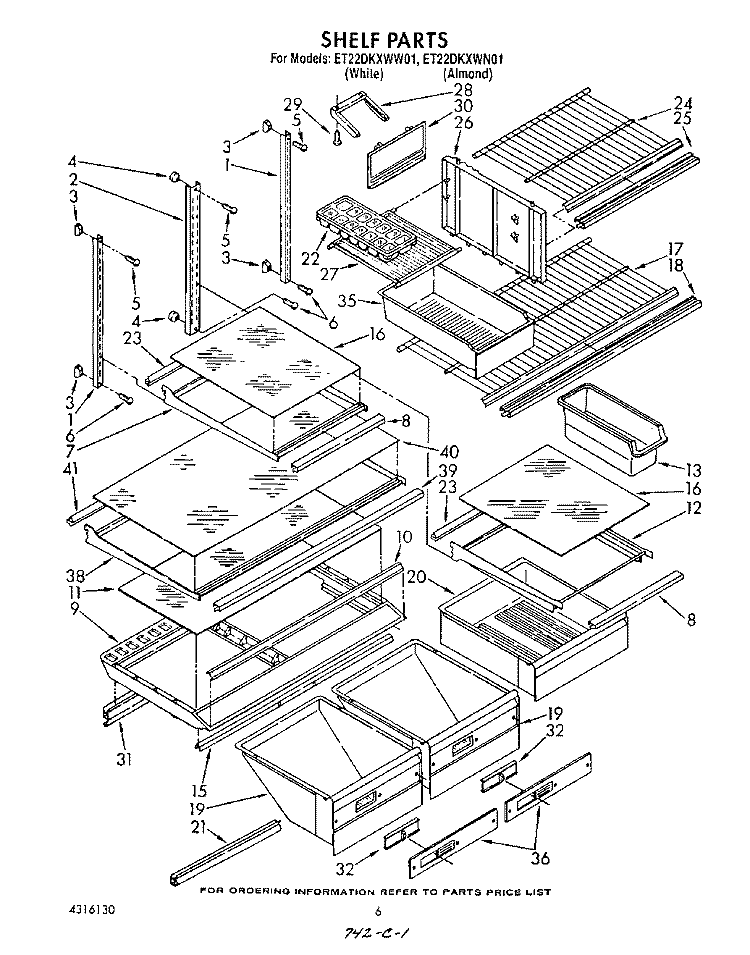 SHELF , LIT/OPTIONAL Diagram and Parts List for ET22DKXWW01  Whirlpool Refrigerator