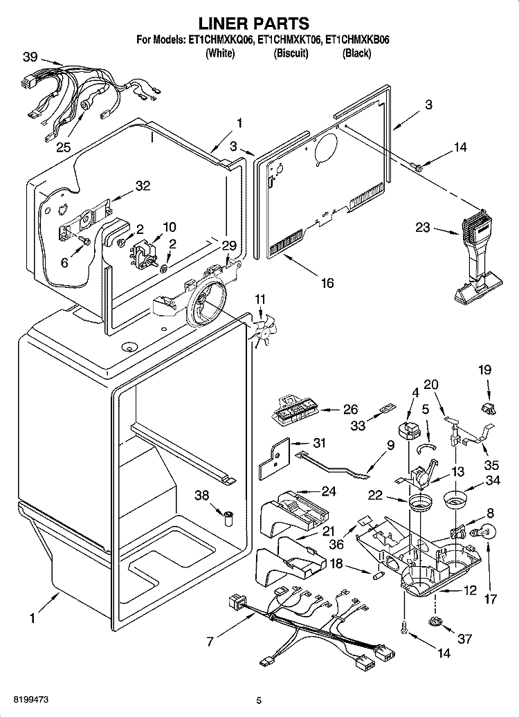 LINER PARTS Diagram and Parts List for ET1CHMXKB06  Whirlpool Refrigerator