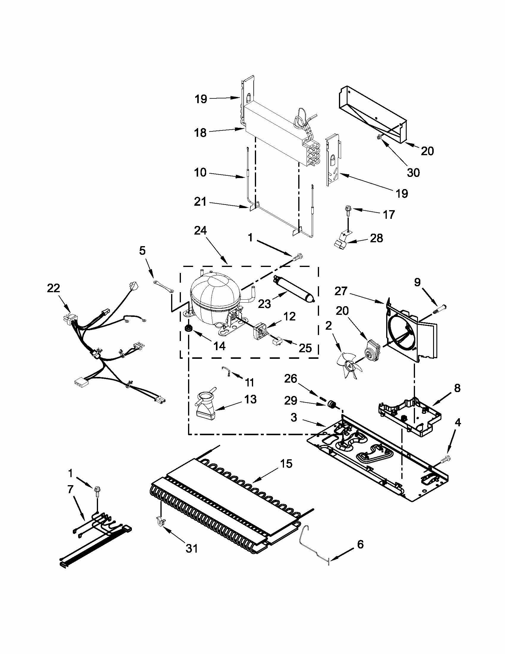 Unit Parts Diagram and Parts List for GB9FHDXWS09  Whirlpool Refrigerator