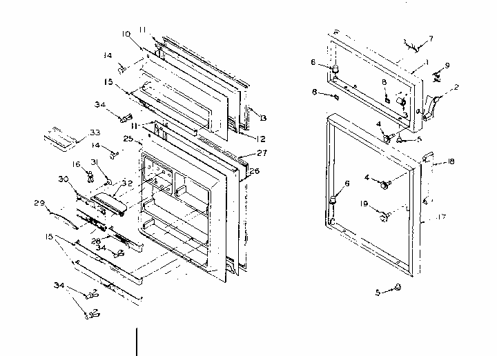Refrigerator Door Parts Diagram and Parts List for 106R12DL1  Kenmore Refrigerator