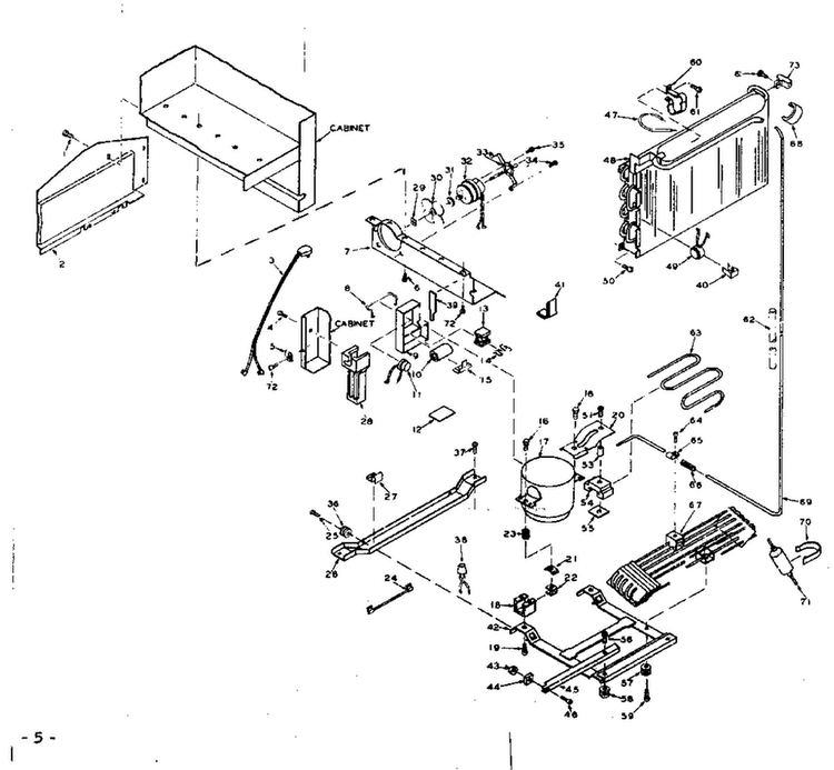 Unit Parts Diagram and Parts List for 106W18G1  Kenmore Refrigerator