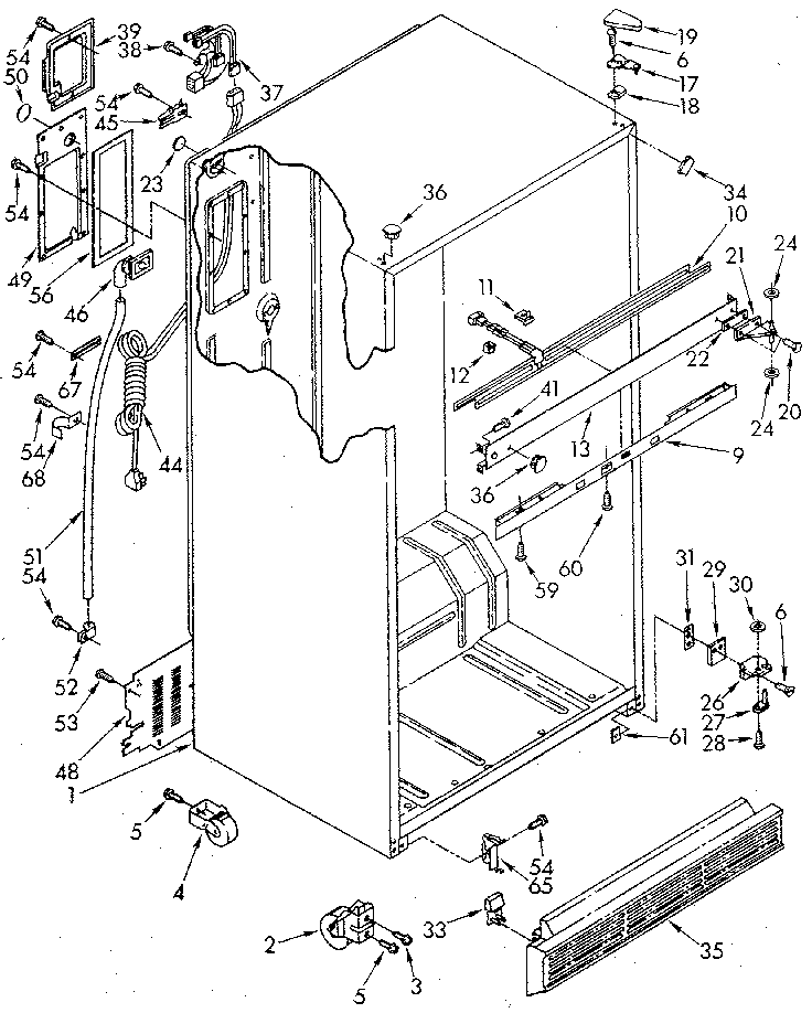 Cabinet Diagram and Parts List for ET20AKXSN07  Whirlpool Refrigerator