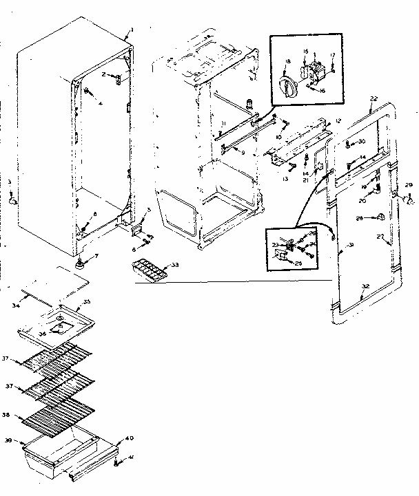 Cabinet Parts Diagram and Parts List for 106M12H-F  Kenmore Refrigerator