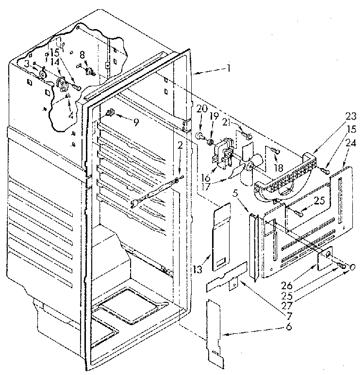 Liner Diagram and Parts List for ET18JKYSM02  Whirlpool Refrigerator