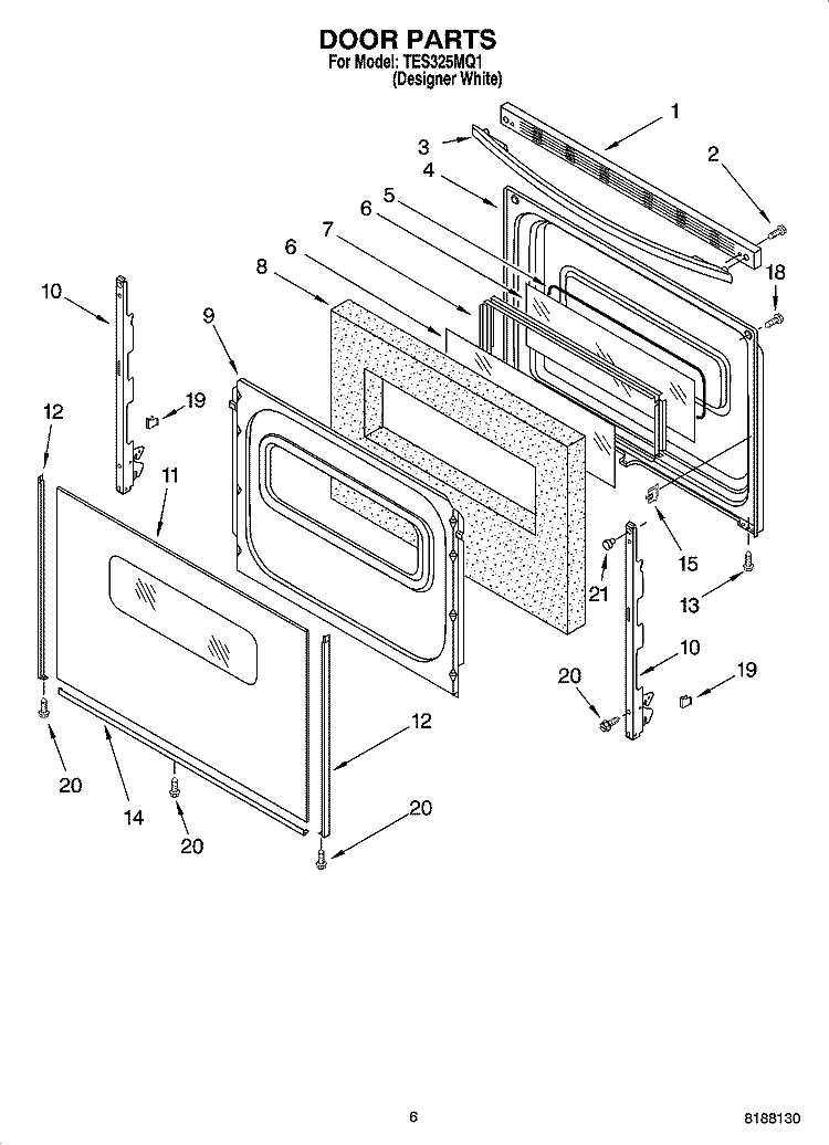 DOOR PARTS, OPTIONAL PARTS Diagram and Parts List for TES325MQ1  Estate Range