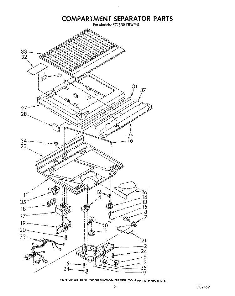 COMPARTMENT SEPARATOR Diagram and Parts List for ET18NKXRWR0  Whirlpool Refrigerator