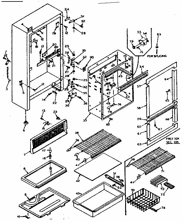 Cabinet Parts Diagram and Parts List for 106T14FSL1  Kenmore Refrigerator