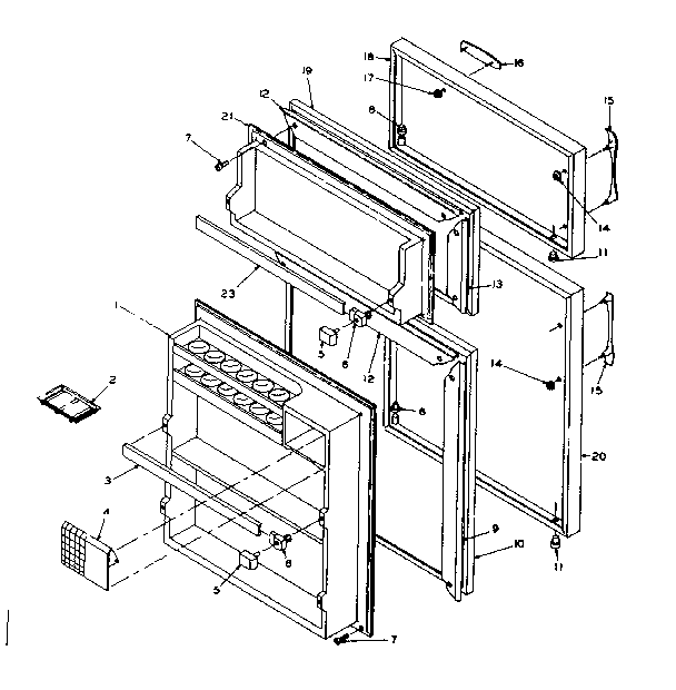 Door Parts Diagram and Parts List for 106T12D  Kenmore Refrigerator