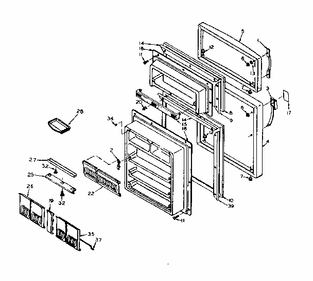 Door Parts Diagram and Parts List for 106W16D  Kenmore Refrigerator
