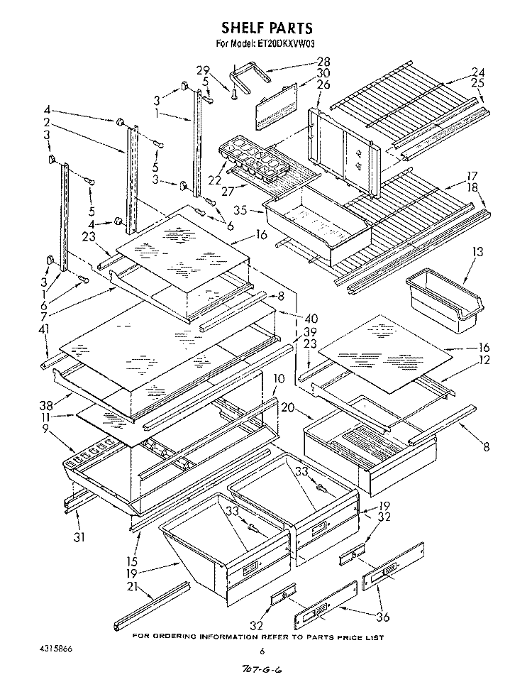 SHELF , LIT/OPTIONAL Diagram and Parts List for ET20DKXVM03  Whirlpool Refrigerator
