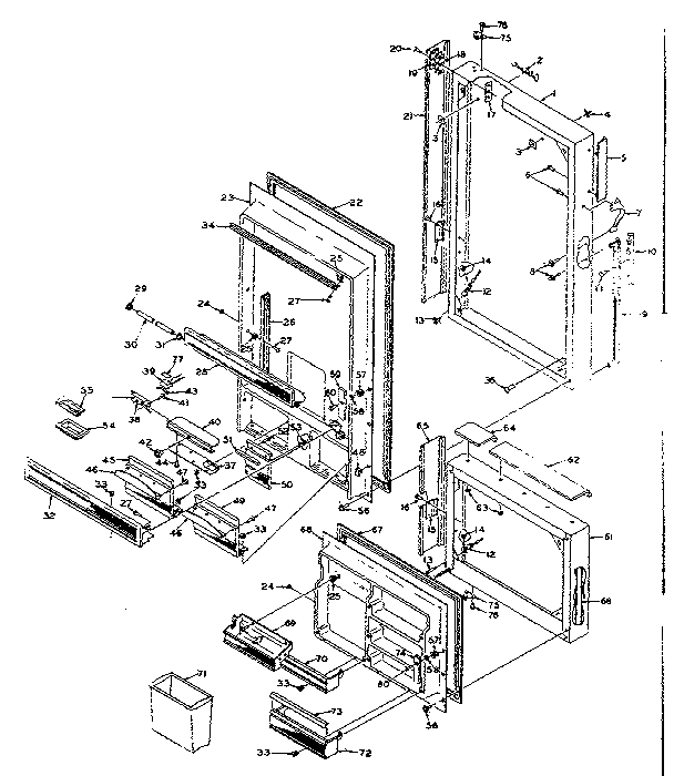 Door Parts Diagram and Parts List for 198N18GL3  Kenmore Refrigerator