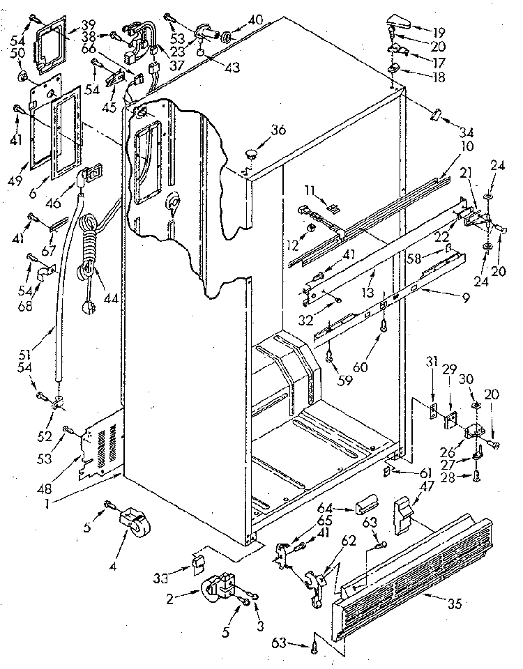 Cabinet Diagram and Parts List for ET20NKXSM10  Whirlpool Refrigerator
