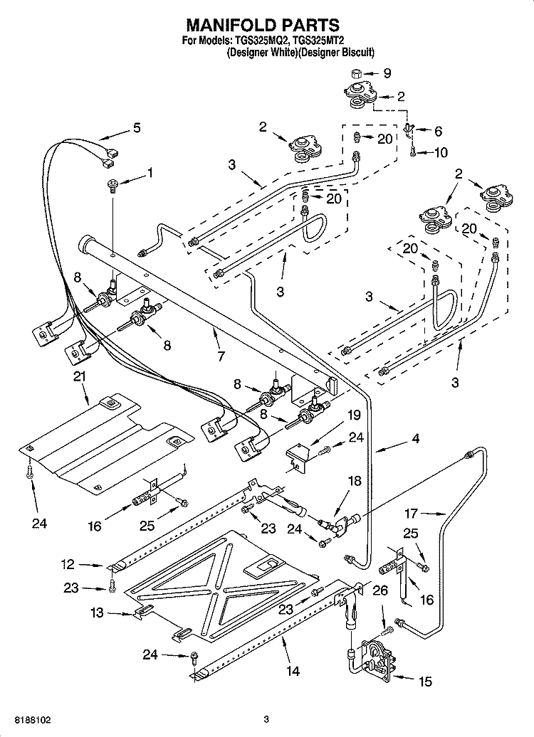 MANIFOLD PARTS Diagram and Parts List for TGS325MQ2  Estate Range