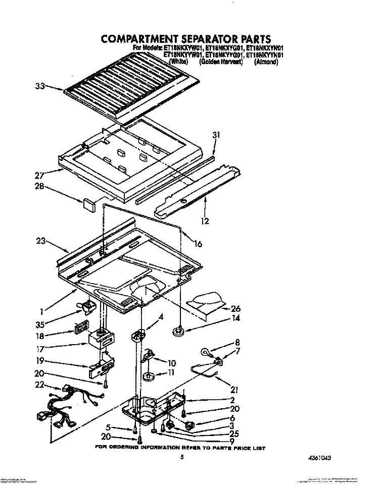 COMPARTMENT SEPARATOR Diagram and Parts List for ET18NKYYN01  Whirlpool Refrigerator