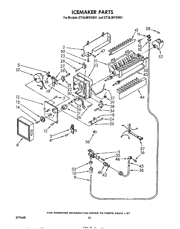 ICE MAKER Diagram and Parts List for ET18JMYSF01  Whirlpool Refrigerator