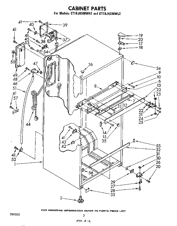 CABINET Diagram and Parts List for ET18JKXMWR2  Whirlpool Refrigerator