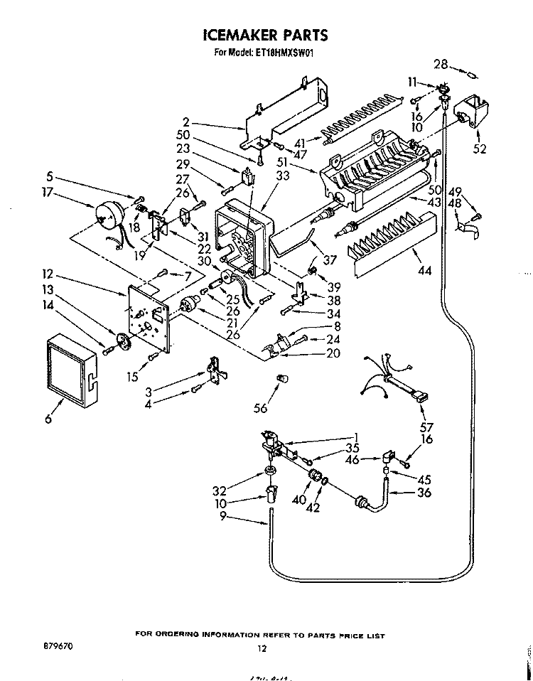 ICE MAKER , NOT ILLUSTRATED Diagram and Parts List for ET18HMXSW01  Whirlpool Refrigerator