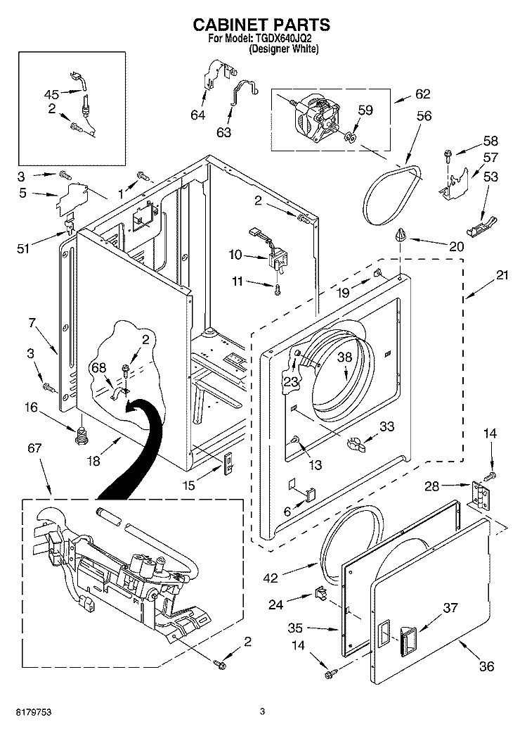 CABINET Diagram and Parts List for  Estate Dryer