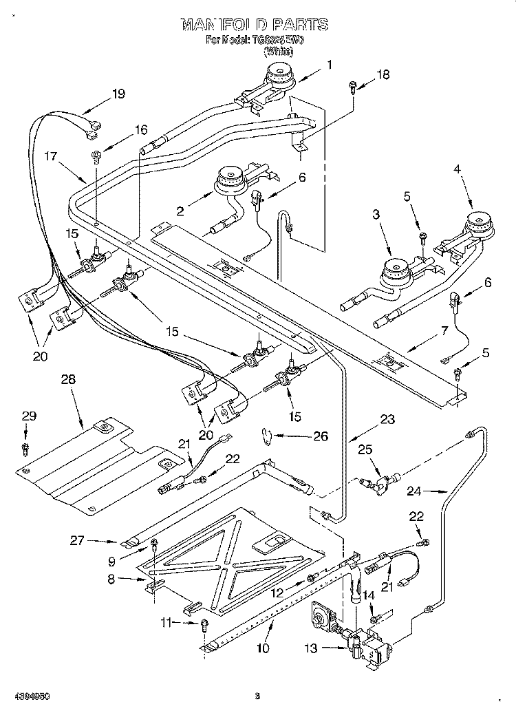 MANIFOLD Diagram and Parts List for TGS325EW0  Estate Range