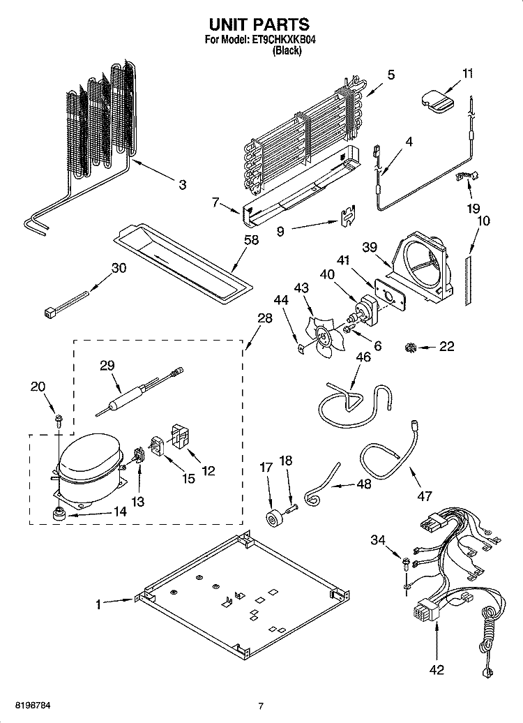 UNIT PARTS Diagram and Parts List for ET9CHKXKB04  Whirlpool Refrigerator
