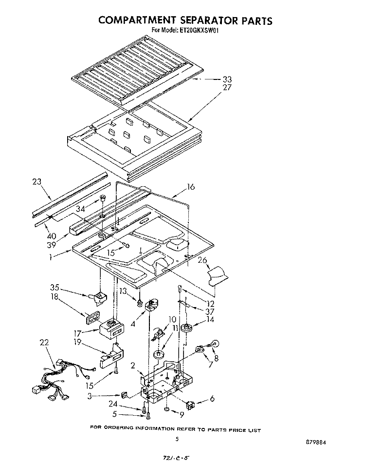 COMPARTMENT SEPARATOR Diagram and Parts List for ET20GKXSW01  Whirlpool Refrigerator