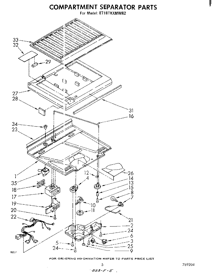 COMPARTMENT SEPARATOR Diagram and Parts List for ET18TKXMWR2  Whirlpool Refrigerator