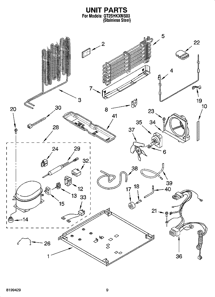 UNIT PARTS Diagram and Parts List for GT2SHKXMS03  Whirlpool Refrigerator
