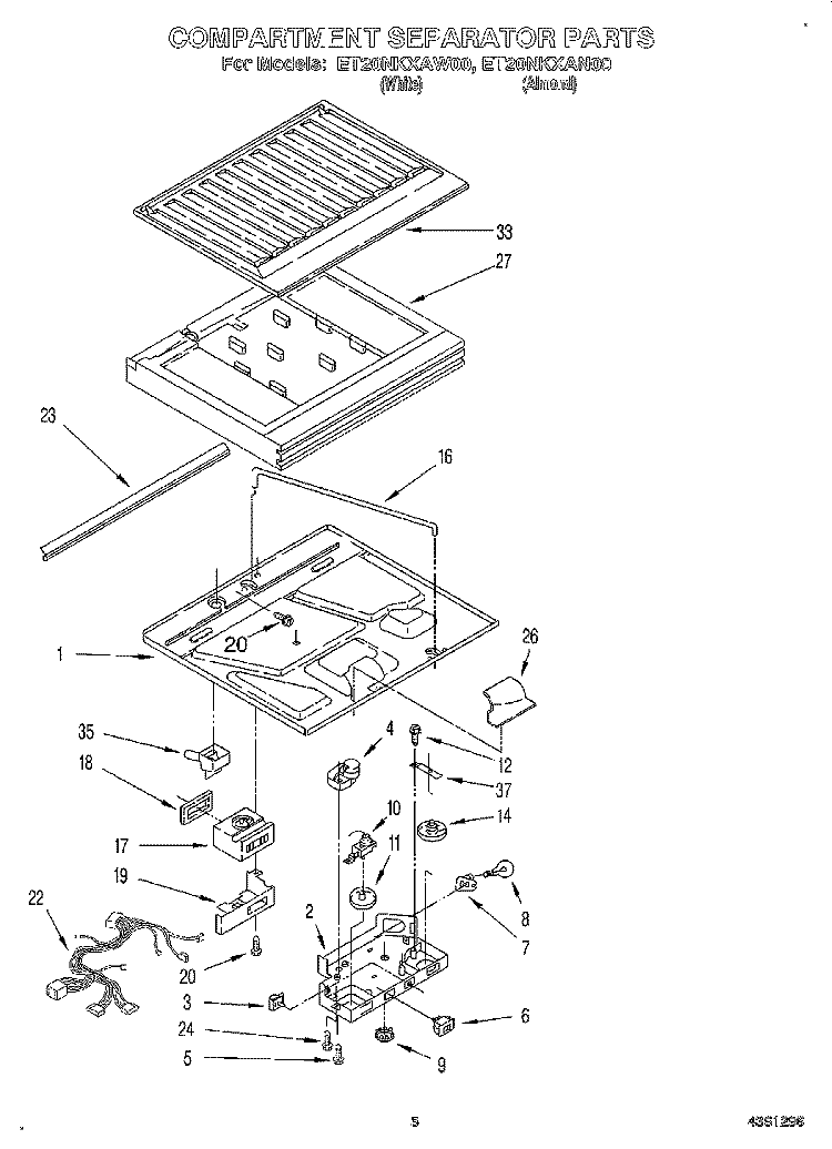 COMPARTMENT SEPARATOR Diagram and Parts List for ET20NKXAW00  Whirlpool Refrigerator
