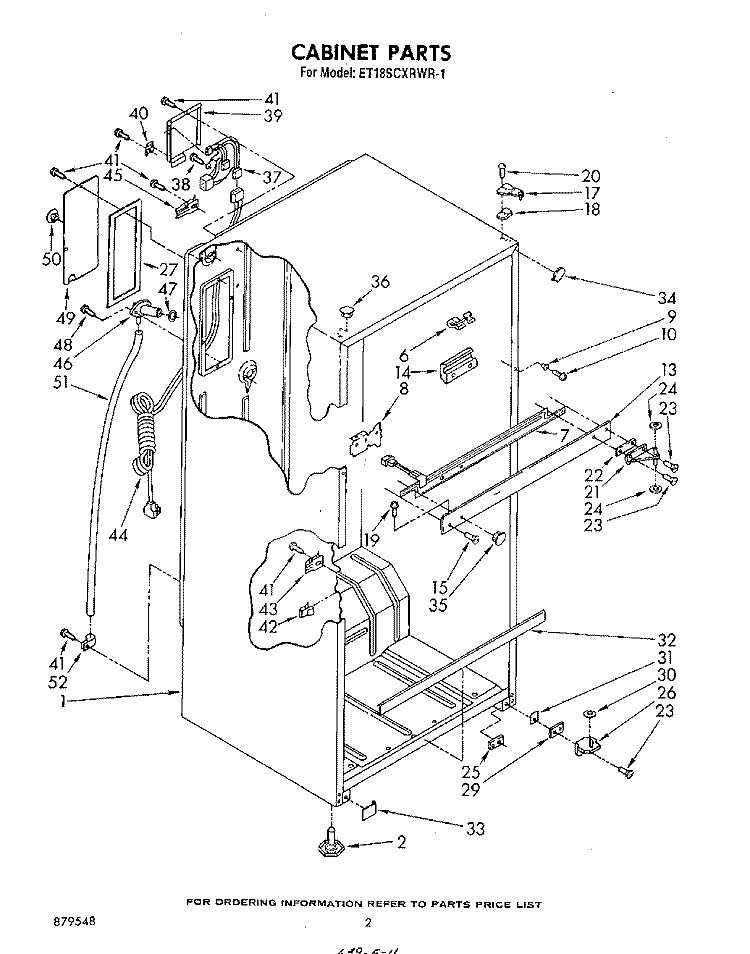 CABINET Diagram and Parts List for ET18SCXRWR1  Whirlpool Refrigerator